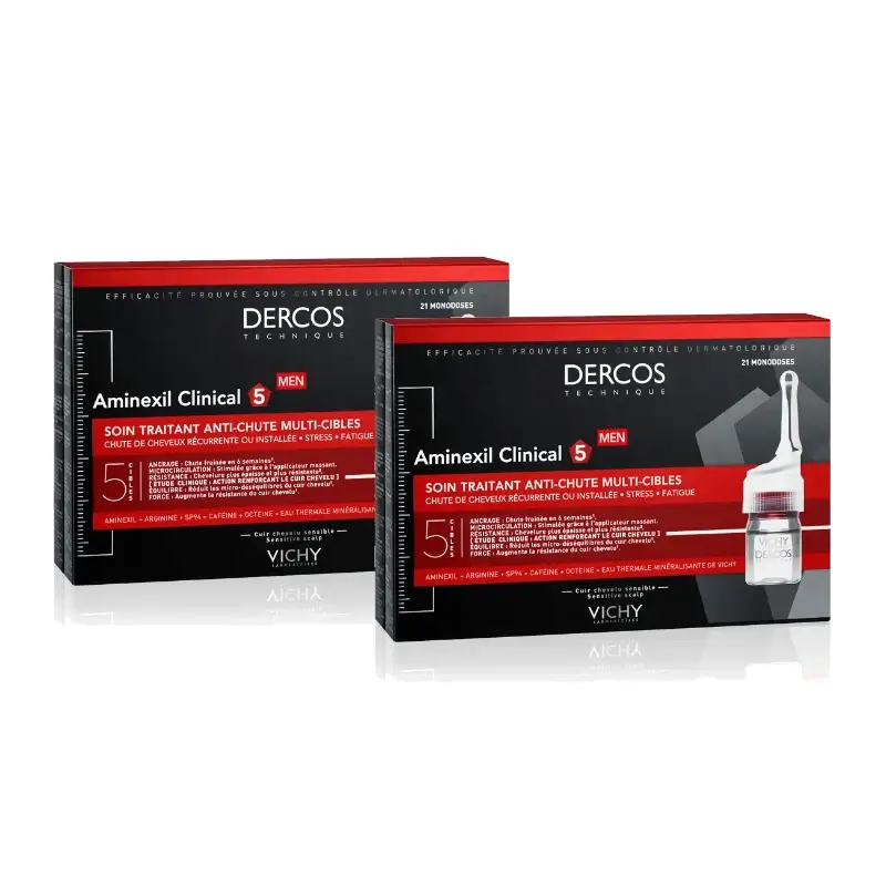 Vichy Dercos Aminexil Clinical 5 for Men, 21 ampoules, pack of 2