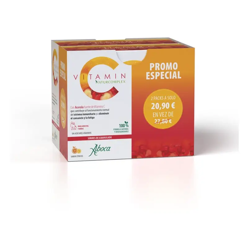 Aboca Vitamin C Naturcomplex – Suplemento alimentar, 20 + 20 saquetas