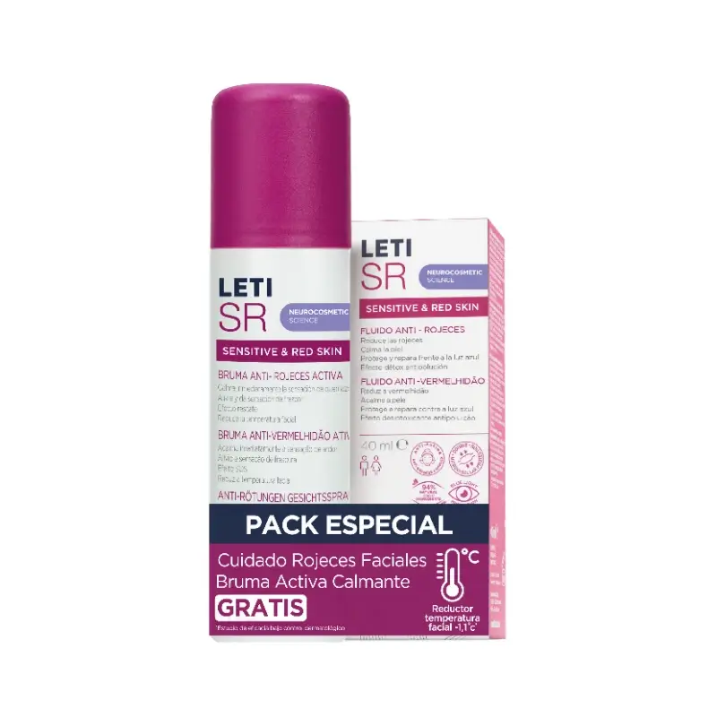 Letisr Pele Sensível com Vermelhidão - Conjunto: Fluido 40 ml + Bruma