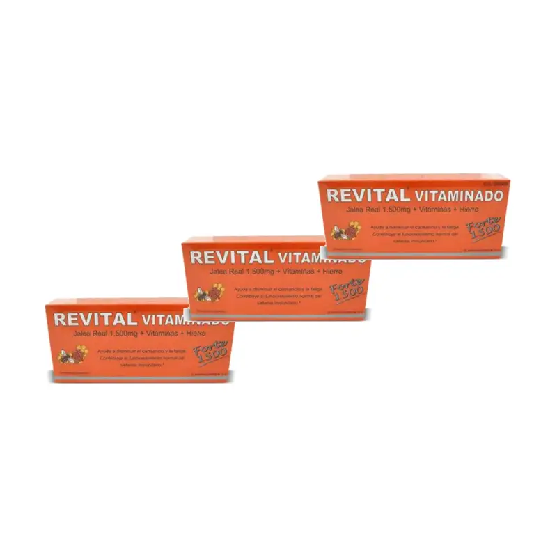 Revital Vitaminado Forte 1500, embalagem de 3 x 20 ampolas