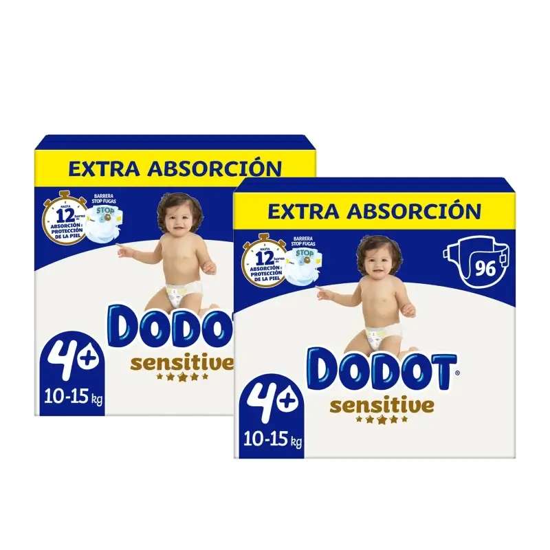 Dodot Sensitive Extra-Box Tamanho 4+ Fraldas, Embalagem de 2x96