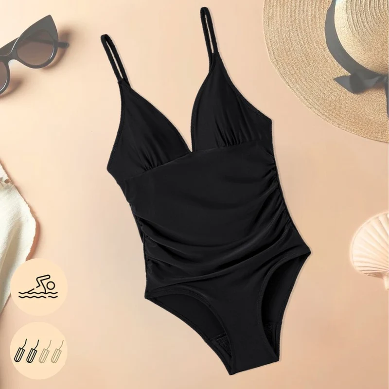 LINA - Costume da bagno mestruale intero con scollo a V