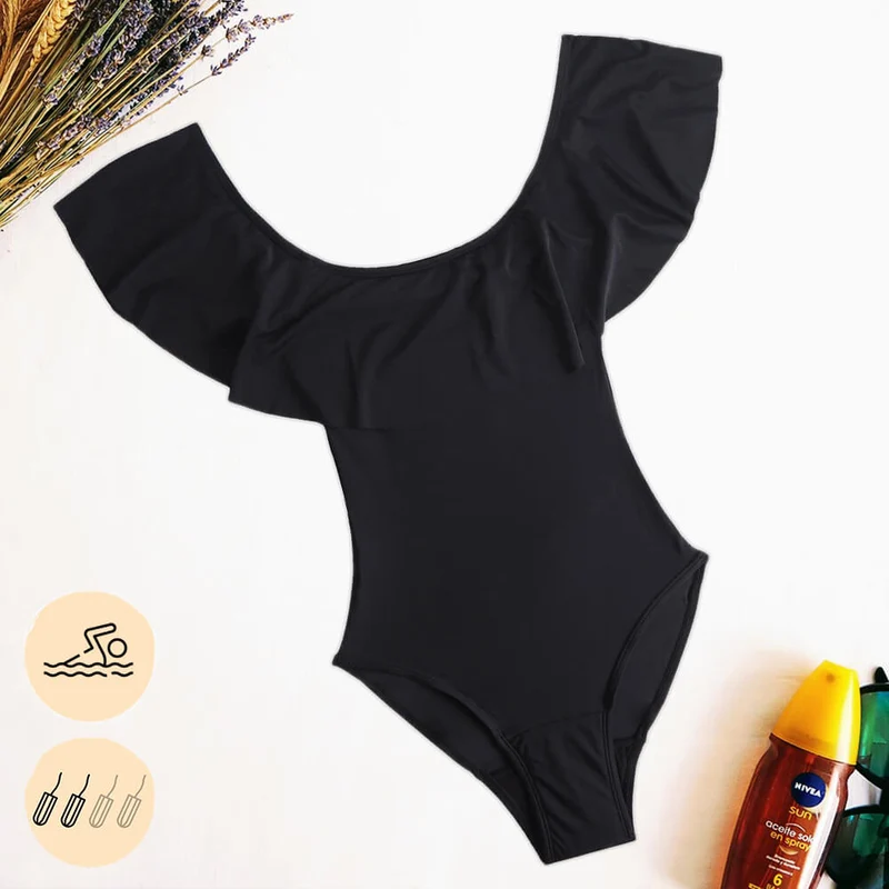 CLARA - Costume Da Bagno Mestruale Intero Con Doppio Volant
