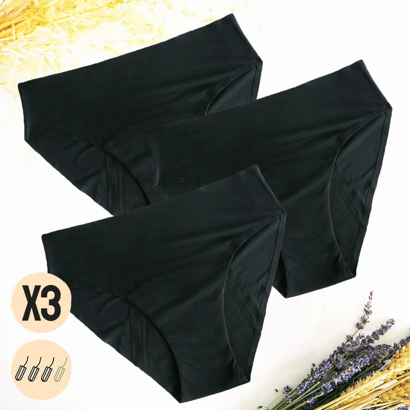 Set da 3 mutandine mestruali NINA (+ 1 borsa impermeabile GRATUITA!)