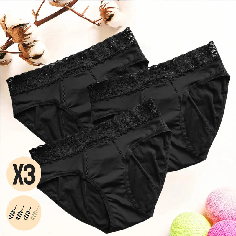 Set di 3 pantaloncini mestruali ADÈLE (+ 1 borsa impermeabile GRATUITA!)