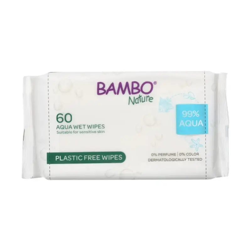 Toalhitas húmidas Aqua da Bambo Nature, 60 unidades