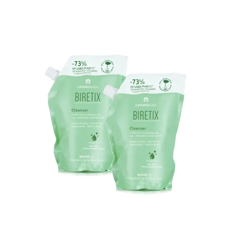 Biretix Gel de Limpeza Purificante - Recarga, Embalagem de 2 x 400 ml
