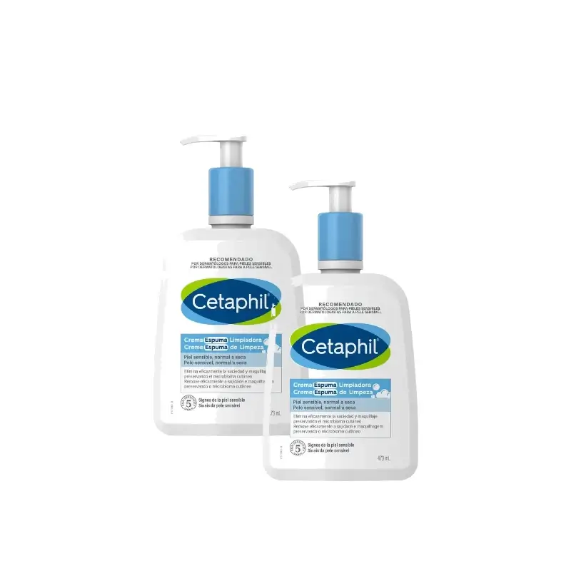 Cetaphil Creme de Limpeza Espumante 473 ml, embalagem com 2 unidades