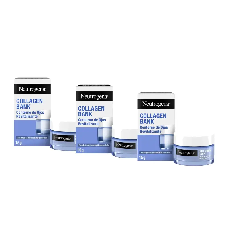 Neutrogena Collagen Bank Creme-Gel Revitalizante para o Contorno dos Olhos, Embalagem de 3 x 15 ml