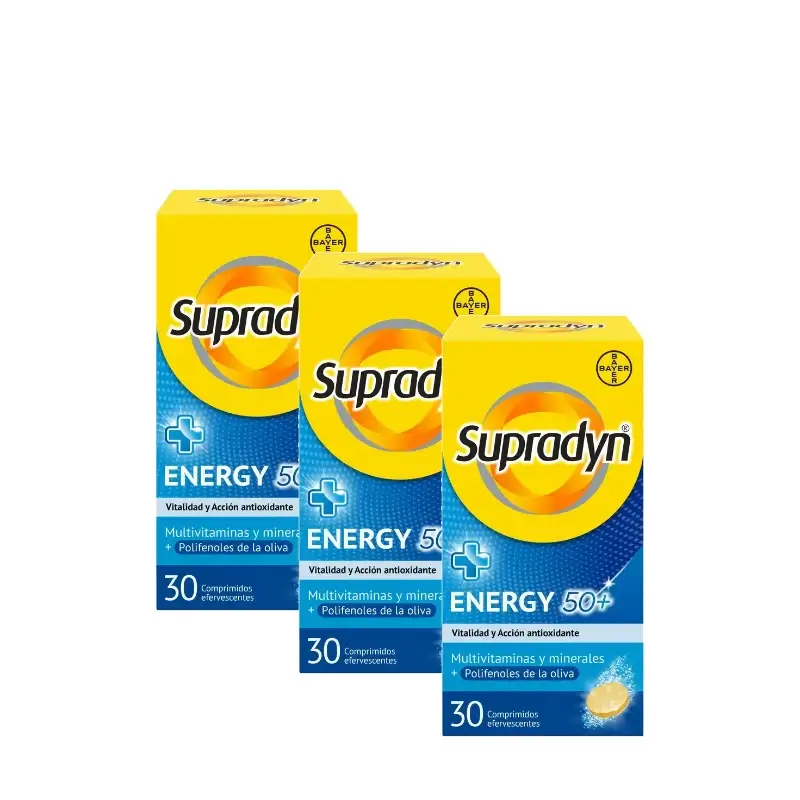 Supradyn Energy 50+ Vitaminas e Energia, Embalagem de 3 x 30 comprimidos efervescentes
