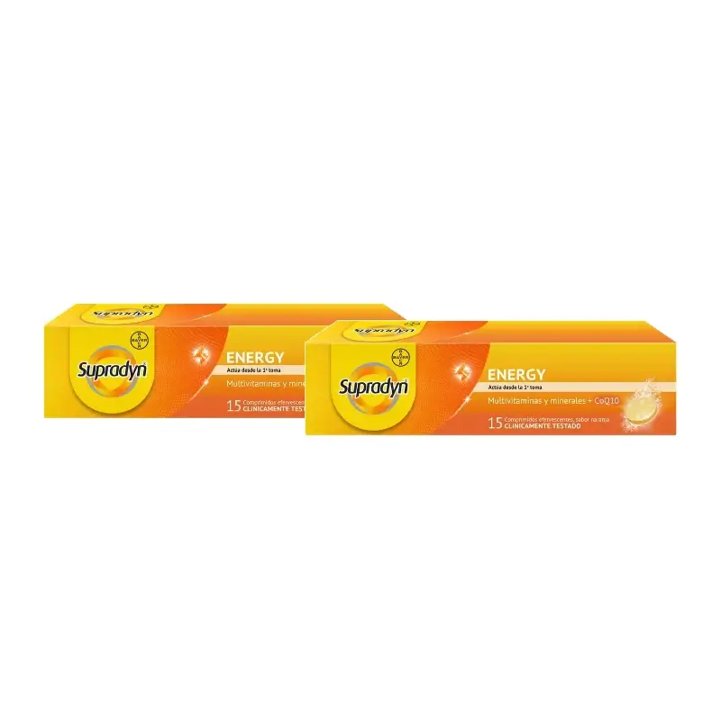 Supradyn Energy: Vitaminas e Energia, Embalagem com 2 x 15 comprimidos efervescentes