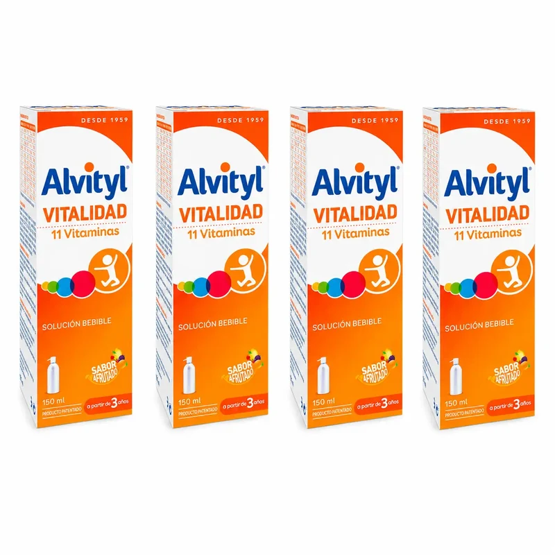 Urgo Alvityl Vitalidade 11 Vitaminas 150 ml, embalagem de 4