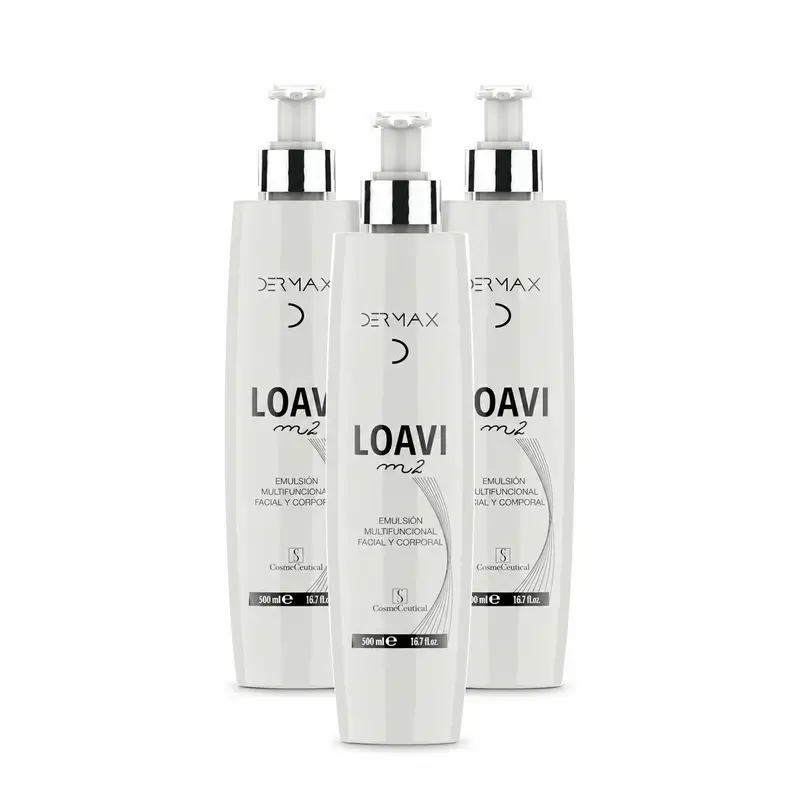 Dermax Loavi M2 Emulsão Facial e Corporal, Embalagem de 3 x 500 ml