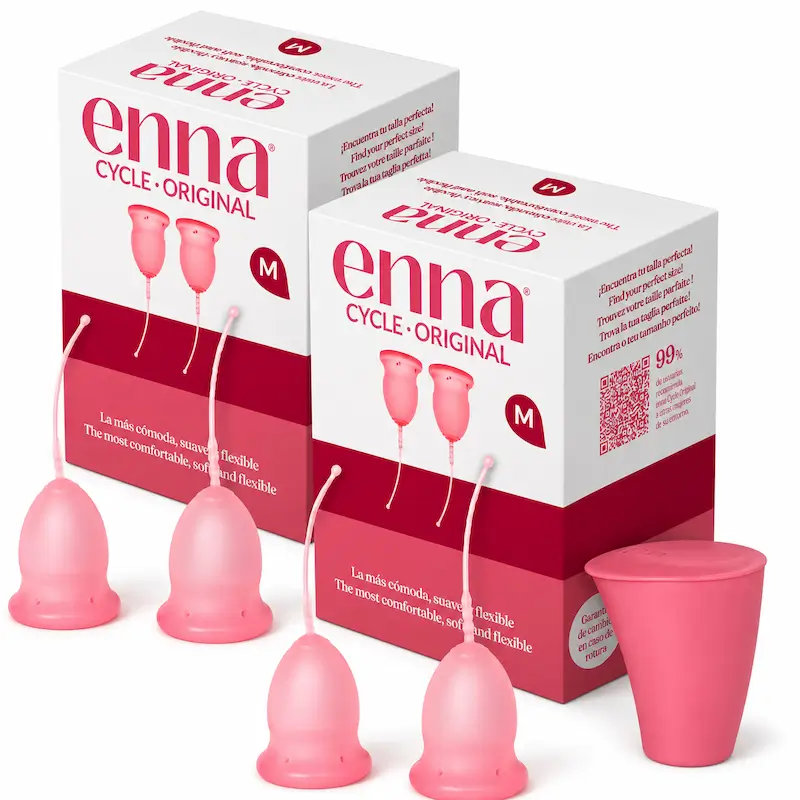 Copo menstrual sem aplicador Enna Cycle Original, tamanho M, embalagem com 2 unidades