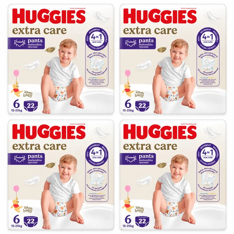 Fraldas Huggies Extra Care Tamanho 6 (15-25 Kg) Disney Baby, 22 unidades, embalagem 4