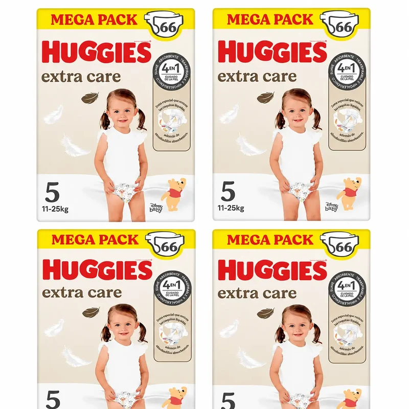Huggies Extra Care Tamanho 5 (11-25 Kg) Fraldas Disney para Bebés , 66 unidades, embalagem 4