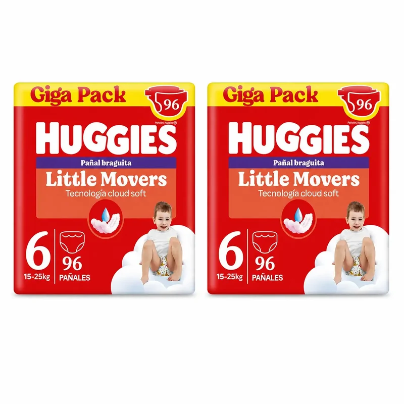 Huggies Little Movers Tamanho 6 (15-25 Kg) Fraldas Disney para Bebés , 96 unidades, embalagem 2