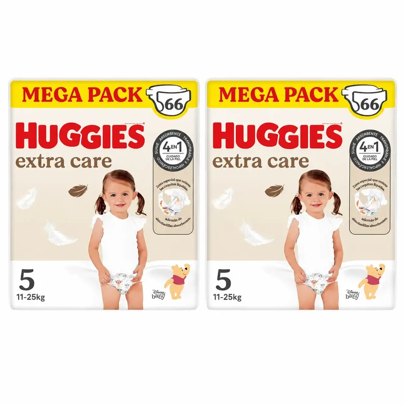 Huggies Extra Care Tamanho 5 (11-25 Kg) Fraldas Disney para Bebés , 66 unidades, embalagem 2