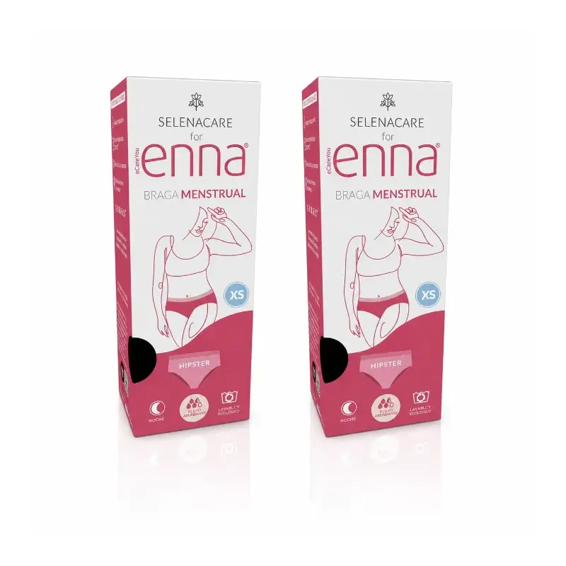Enna Modern Hipster Menstrual Panty - Fluxo intenso, tamanho XS, 2 unidades