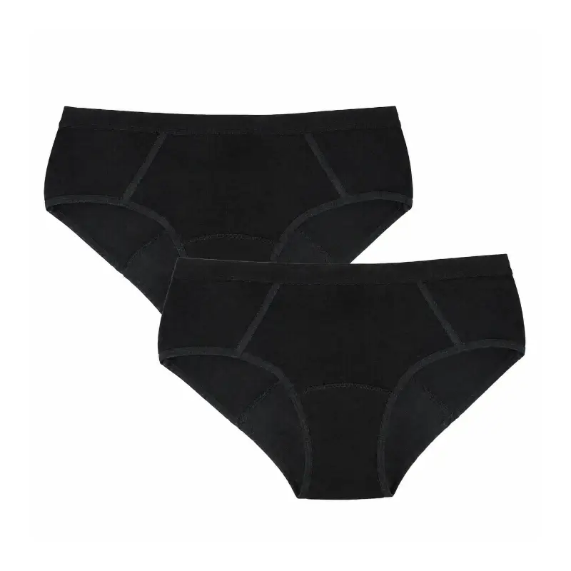 Cuecas Menstruais Enna Teens Sporty - Fluxo Médio, 152 Cm, Preto, Embalagem com 2 unidades