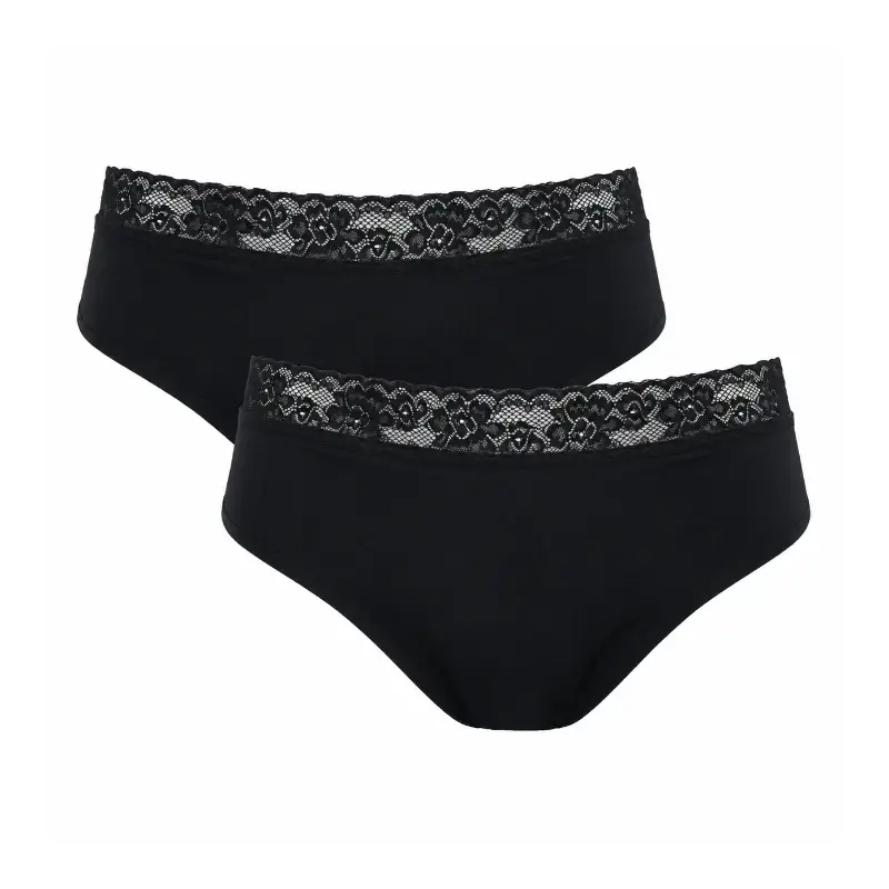 Enna Menstrual Panty Floral Classic Day - Fluxo intenso, tamanho L, preto, embalagem com 2 unidades