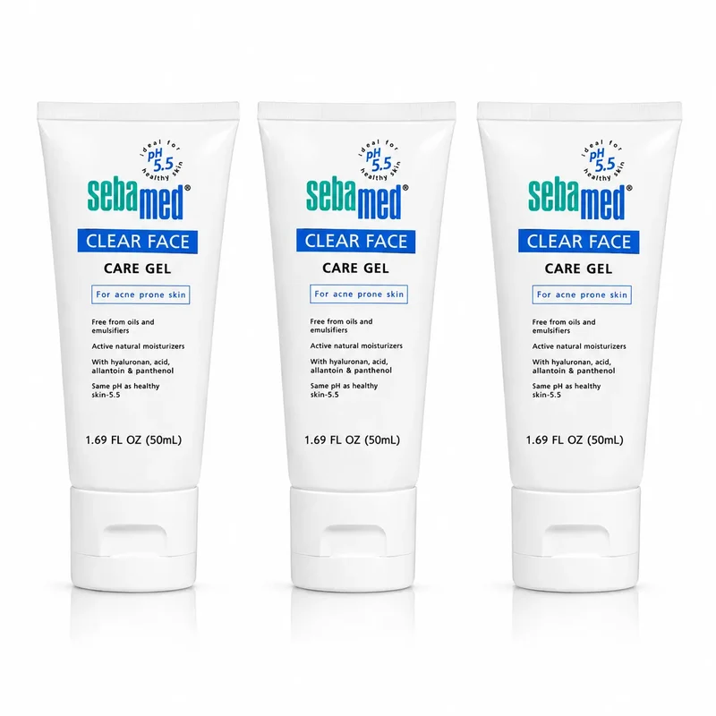Sebamed Clear Face Gel Hidratante 50 Ml, embalagem de 3