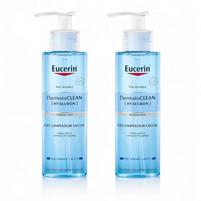 Eucerin Dermatoclean Hyaluron Gel de Limpeza Facial, 200 Ml , embalagem com 2