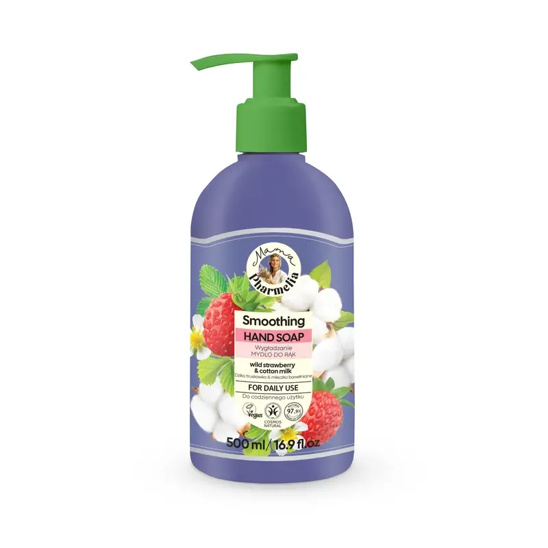 Mama Pharmelia Sabonete Suavizante para as Mãos com Morango Selvagem e Leite de Algodão, 500 Ml