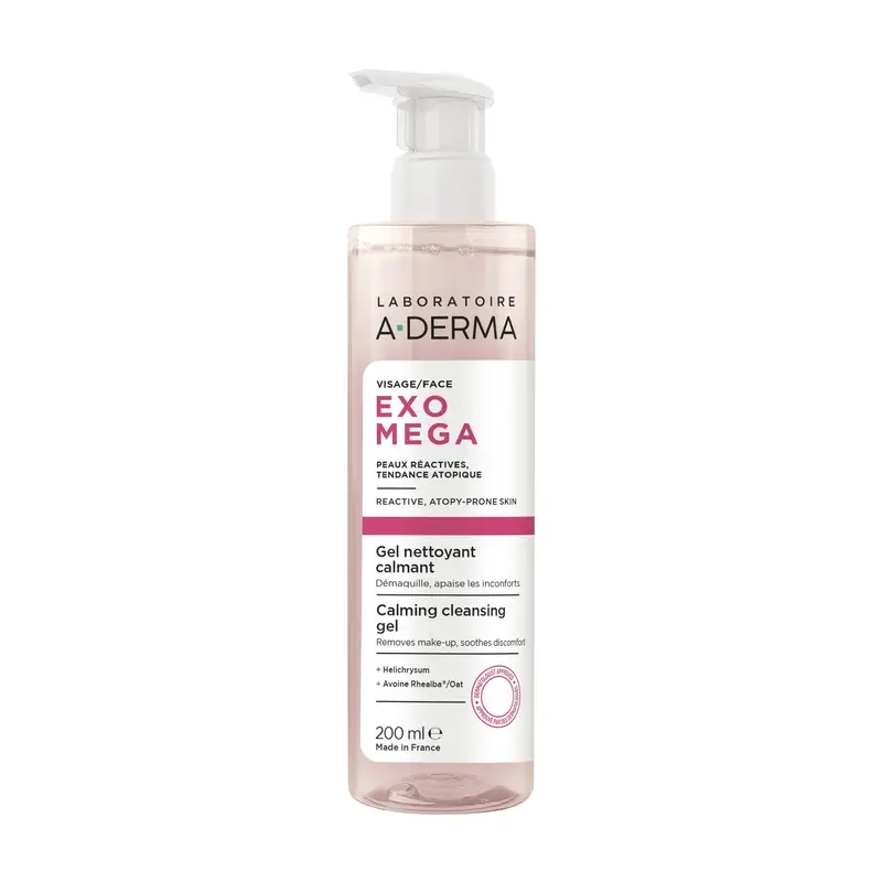 A-Derma Exomega Gel de Limpeza Facial Suavizante, 200 ml