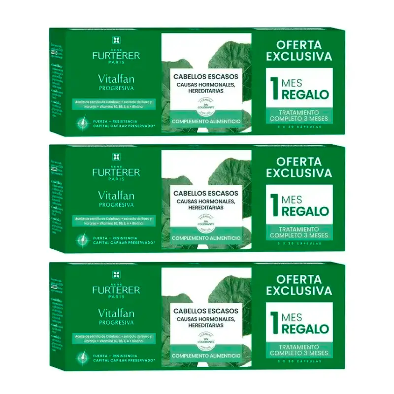 Rene Furterer Vitalfan Anti-queda de Cabelo Progressivo , Embalagem 3 x 30 cápsulas