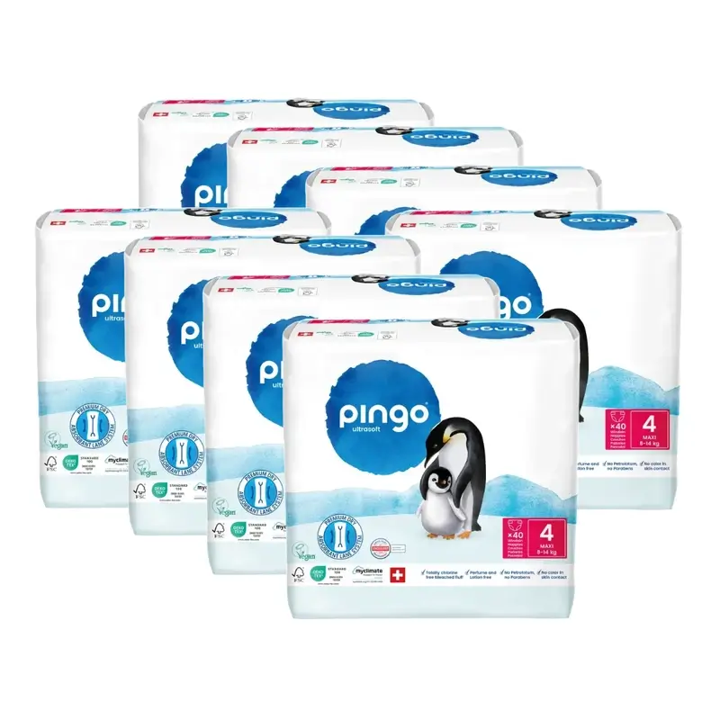 Fraldas Ecológicas Pingo Tamanho 4 (8-14 Kg), 8X40 unidades