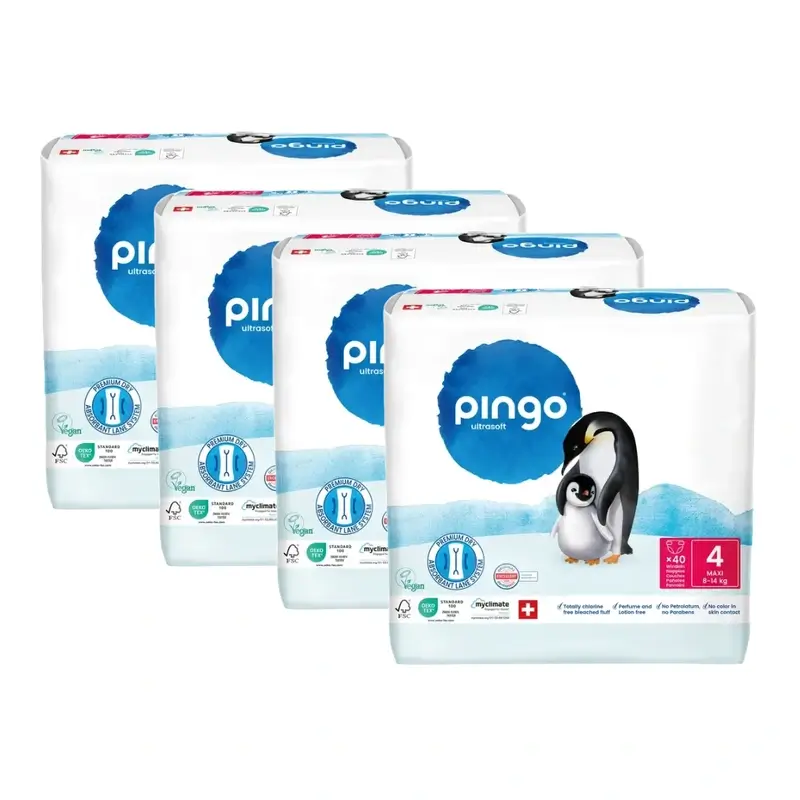 Fraldas Ecológicas Pingo Tamanho 4 (8-14 Kg), 4X40 unidades
