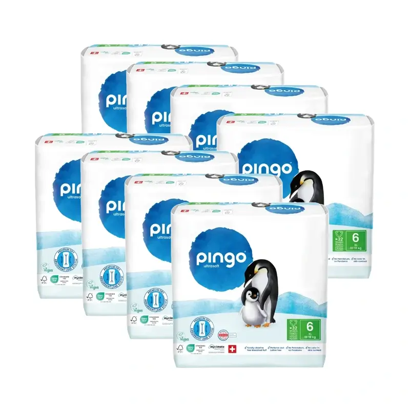 Fraldas Ecológicas Pingo Tamanho 6 (13-18 Kg), 8X32 unidades