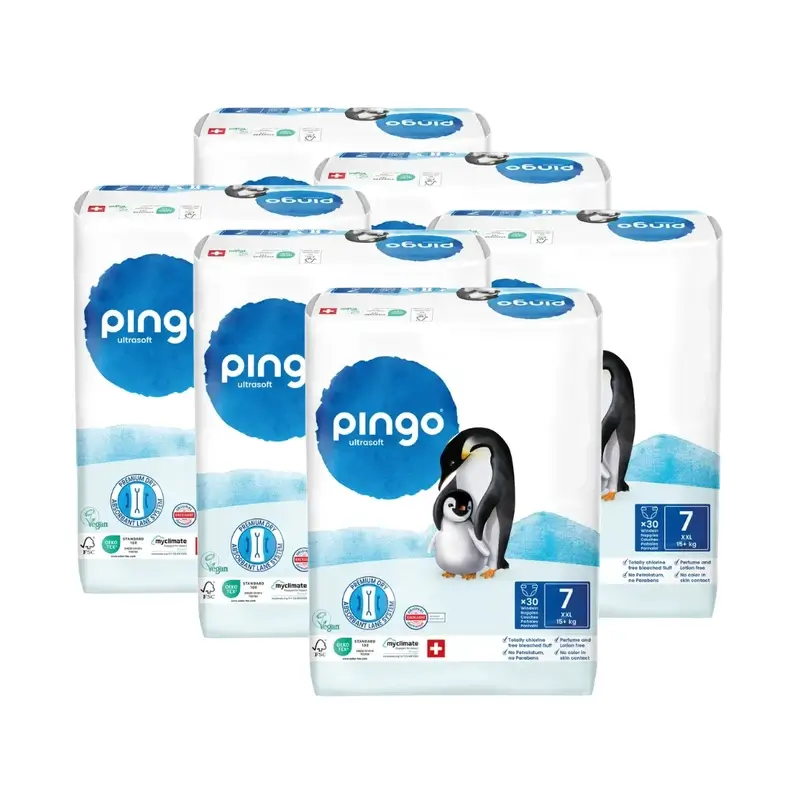 Fraldas Ecológicas Pingo Tamanho 7 (+15 Kg), 6X30 unidades