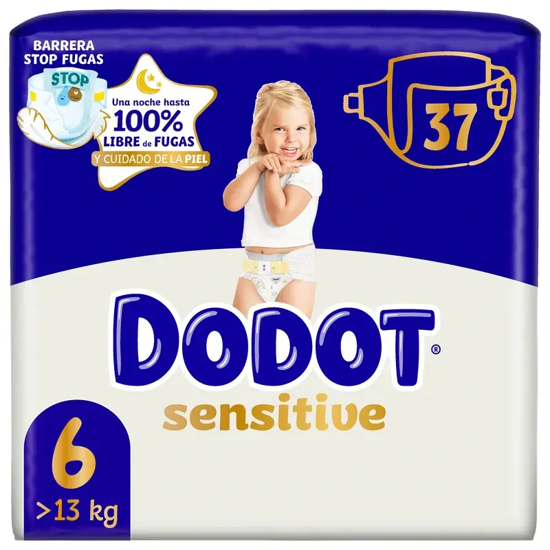 Dodot Sensitive Tamanho 6, >13kg, 37 fraldas