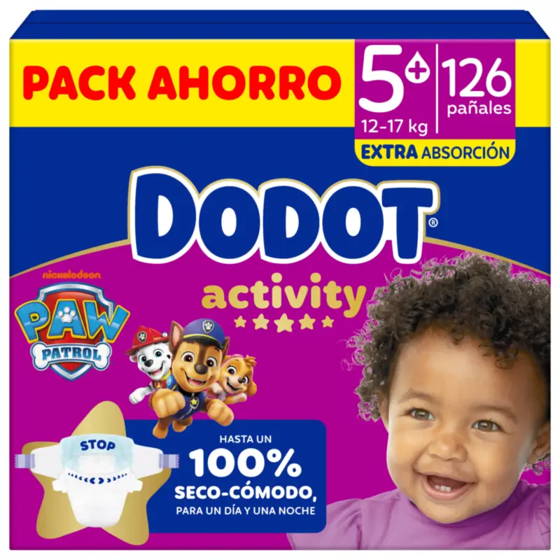Dodot Activity Tamanho 5+, 12kg-17kg, 126 fraldas