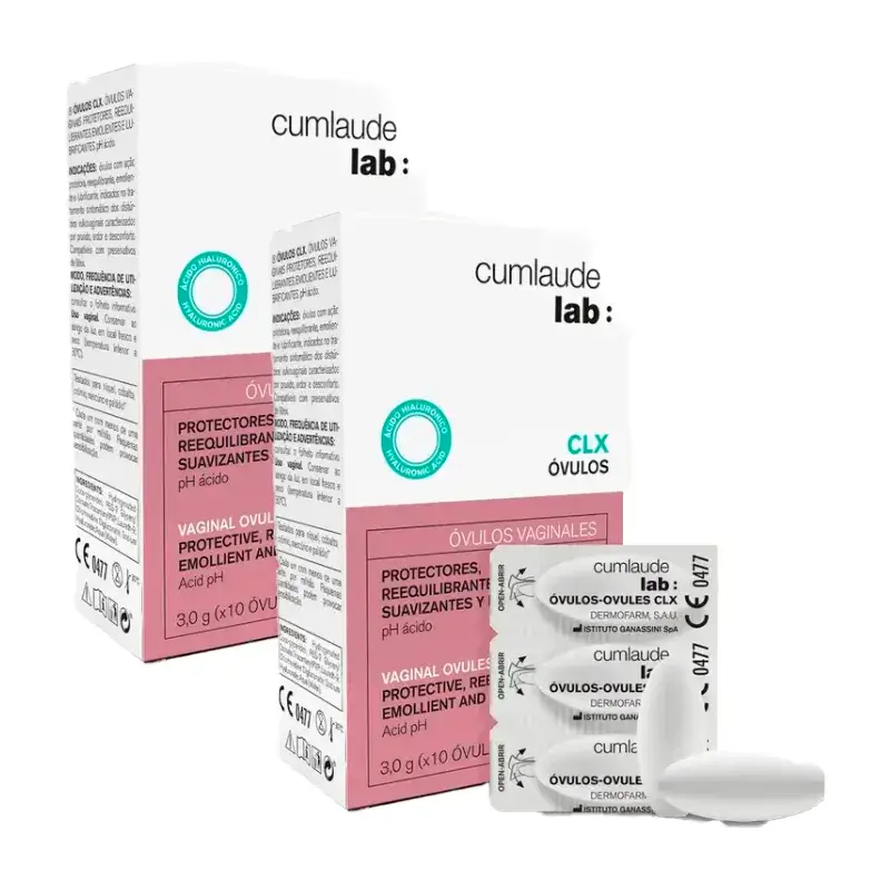 Cumlaude Lab Óvulos CLX Hidratantes e Suavizantes, Embalagem 2 x 10 unidades