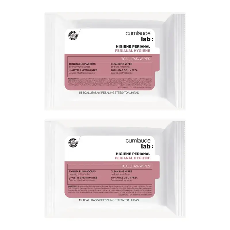 Cumlaude Lab Toalhetes de limpeza perianal, embalagem de 2 x 15 unidades