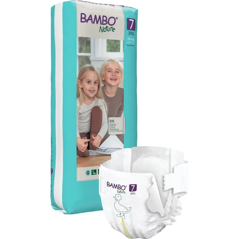 Fraldas Bambo Nature Tamanho 7 (18+ Kg), 40 unidades.