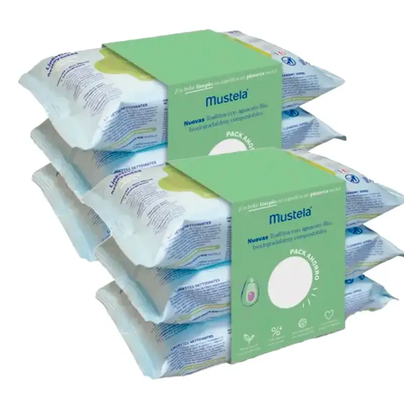 Toalhetes de limpeza Mustela, embalagem 2 x 3X60 unidades
