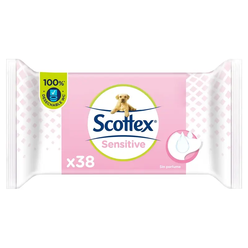 Papel higiénico húmido Scottex Sensitive, 38 unidades.