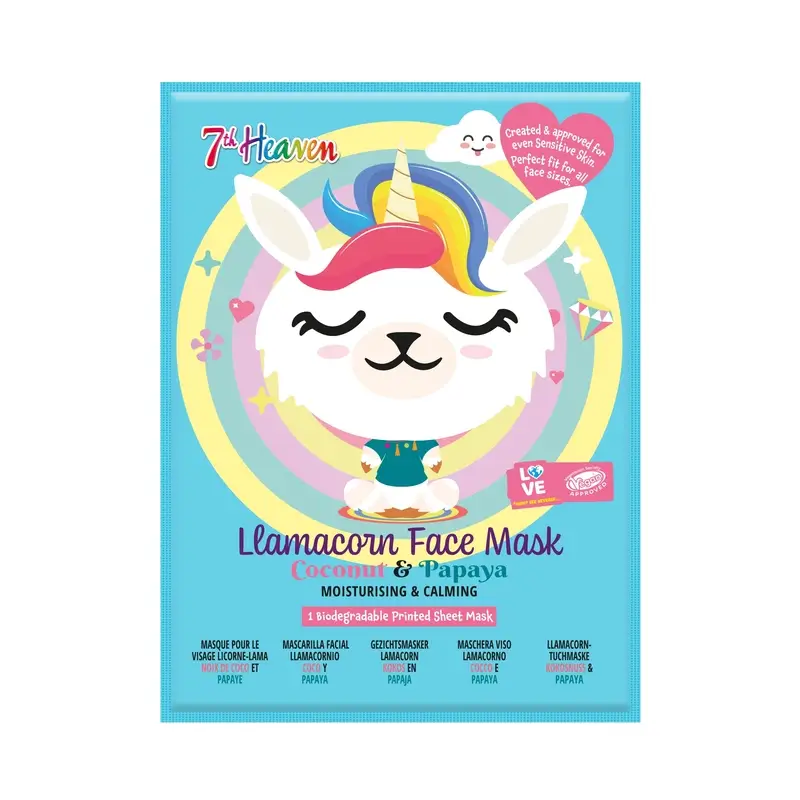 7 Heaven Animal Mask Lamacorn Máscara de pano , 2 unidades