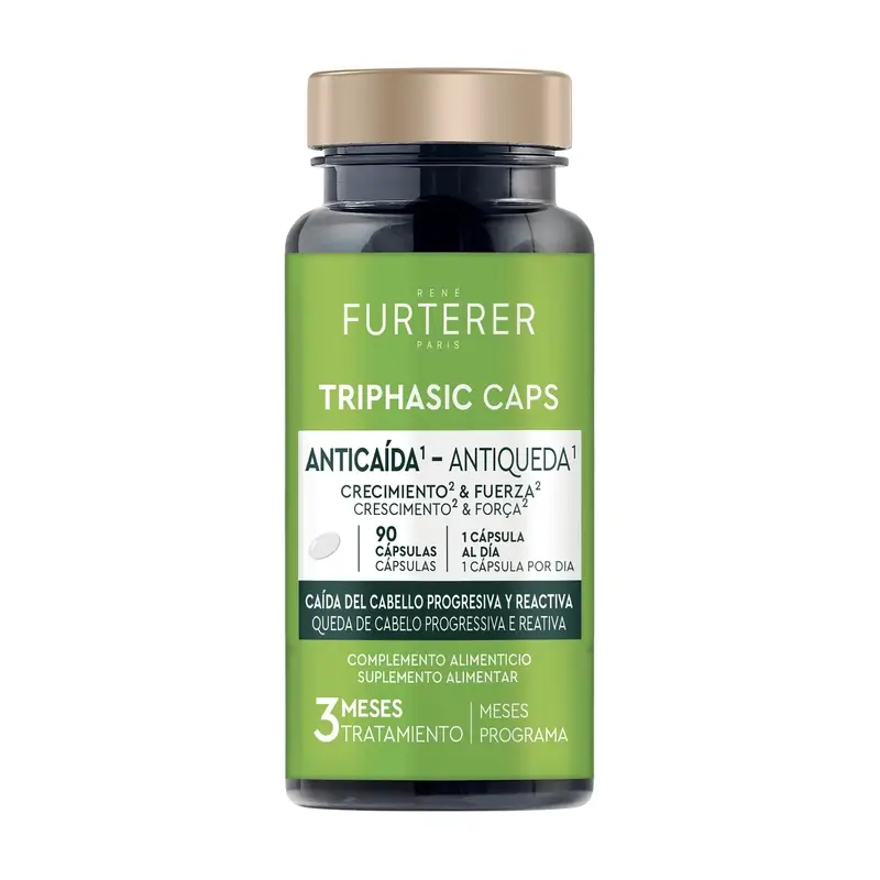 René Furterer Triphasic Caps Pacote de suplemento anti-queda de cabelo 90 cápsulas