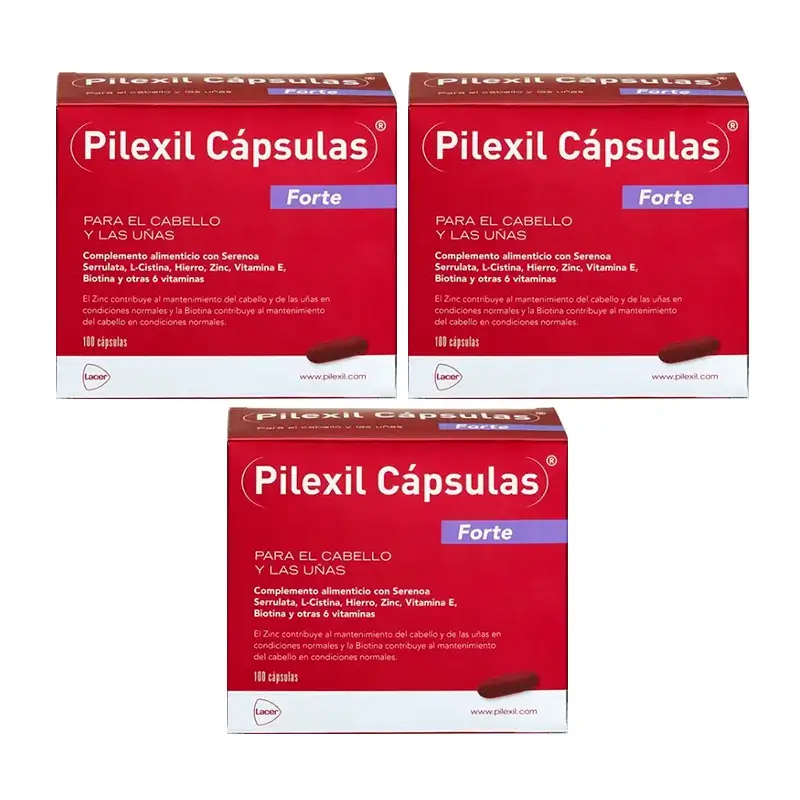 Pilexil Cápsulas Forte, Embalagem 3 x 100 Cápsulas