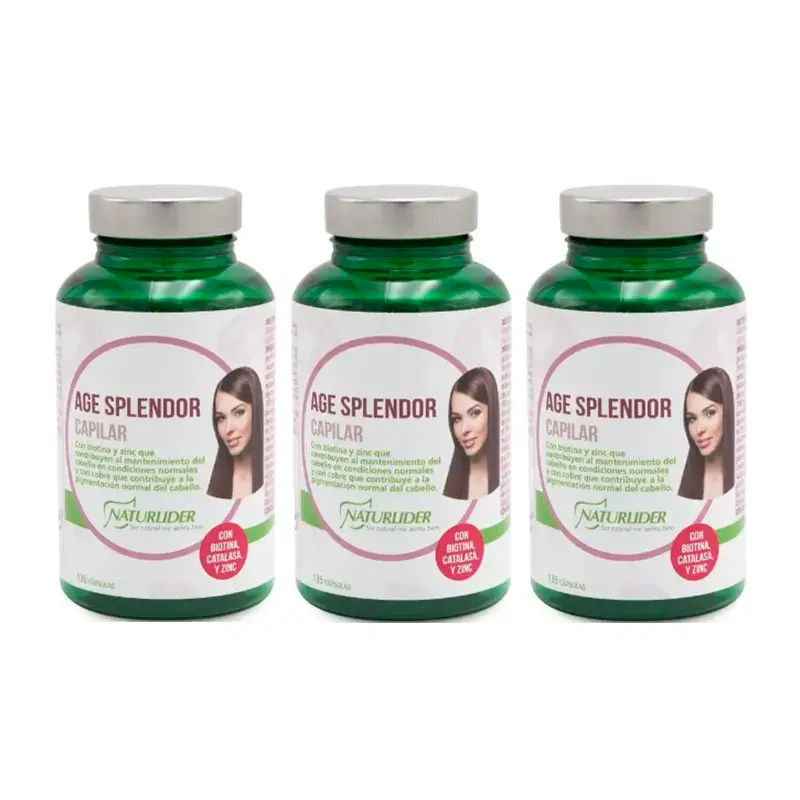 Naturlider Age Splendor Hair Splendor com Catalase Canalblock, Embalagem 3 x 135 Cápsulas