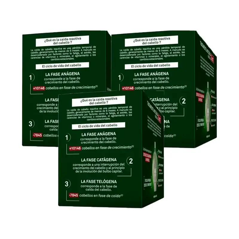 Luxeol Tratamento Anti-Queda Reacional 3 em 1, Embalagem 3 x 14 frascos de 7 ml