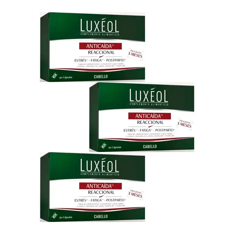 Luxeol Anticaida Reacional, Embalagem 3 x 90 comprimidos