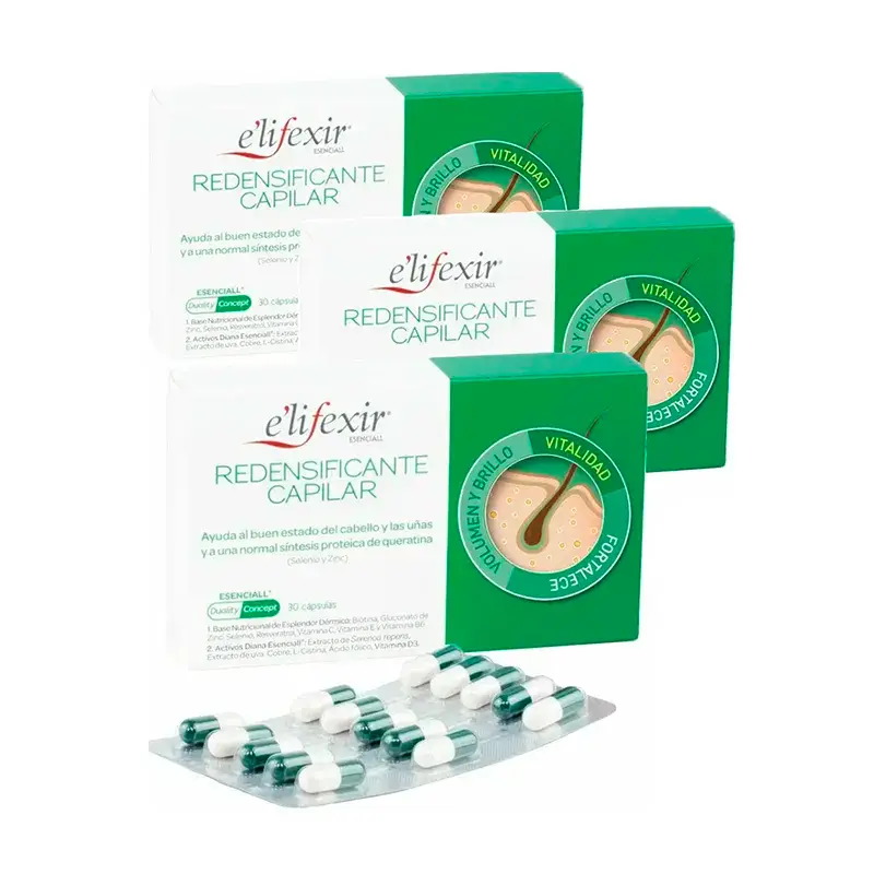 Elifexir Essentialall Redensificador e Fortificante do Cabelo Redutor da Queda de Cabelo, Embalagem 3 x 60 Cápsulas