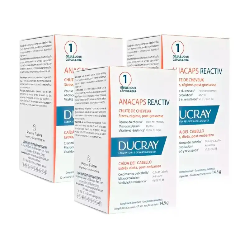 Ducray Anacaps Reactiv, Embalagem 3 x 30 cápsulas