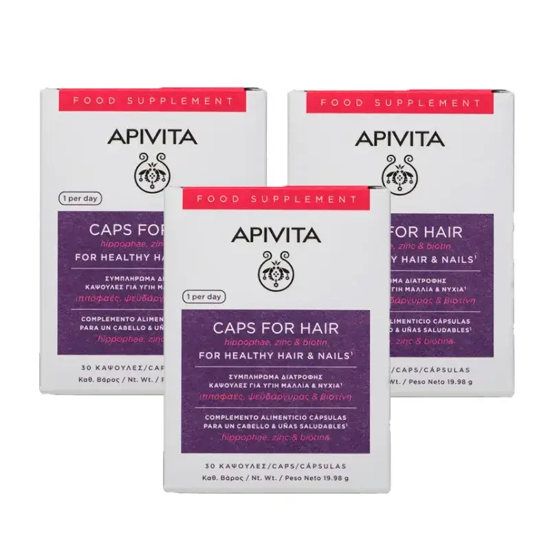 APIVITA Cápsulas Anti-queda de Cabelo, Embalagem 3 x 30 unidades